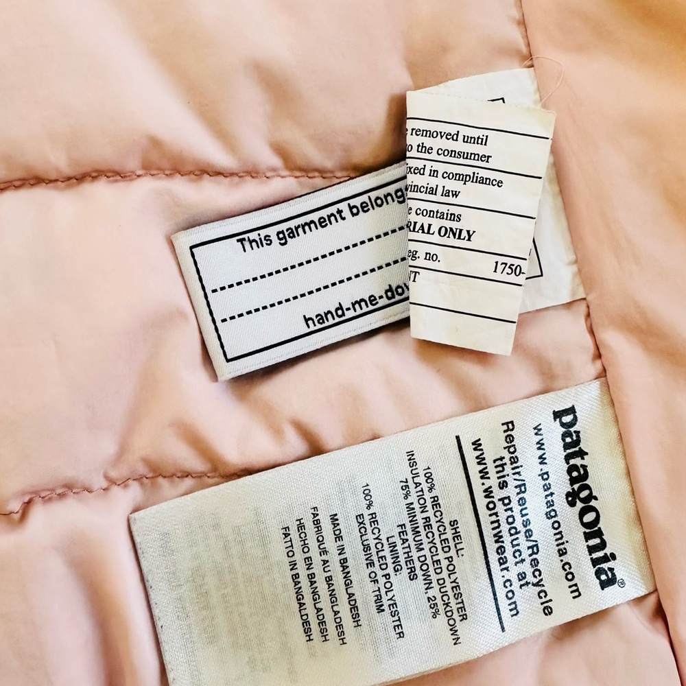 Girl size S (7-8) Patagonia Peach Quilted Jacket - Picture 6 of 7